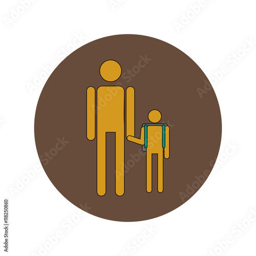 Back to School and Education Vector Flat Design schoolboy with father
