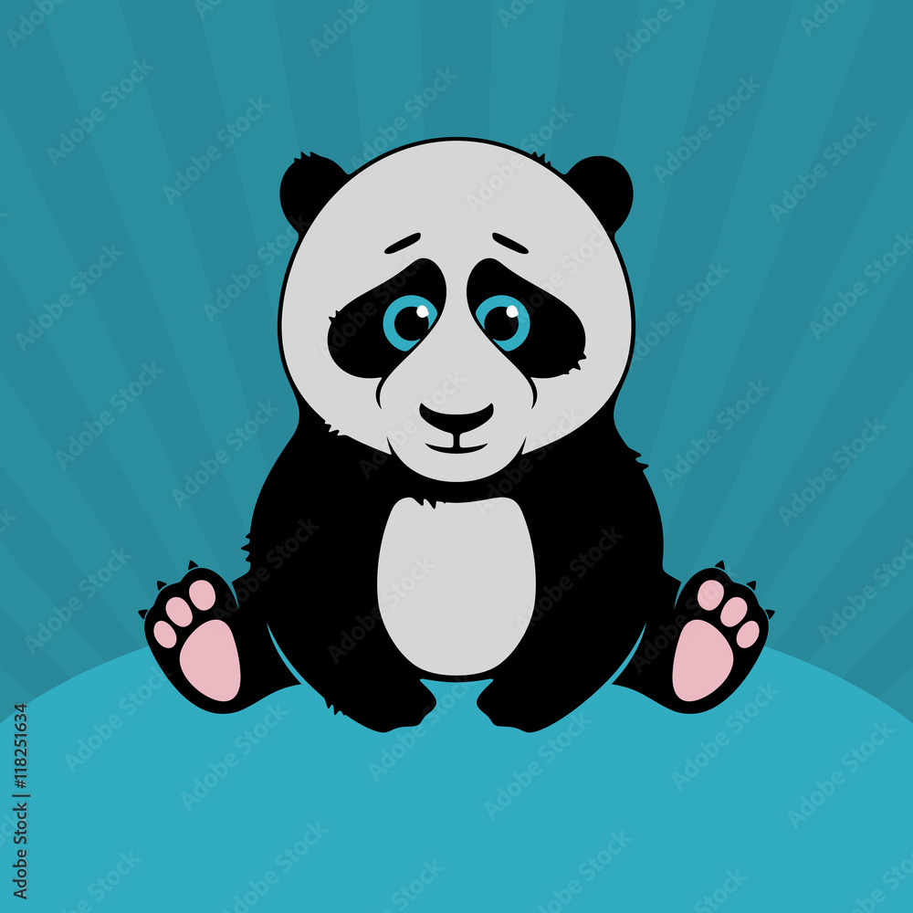 Fototapeta premium Panda Sitting Flat Vector Character