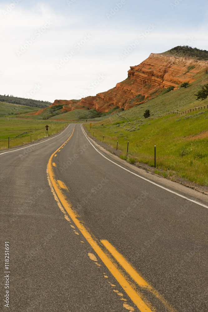 Two Lane Road Yellowstone National Park Wyoming United States