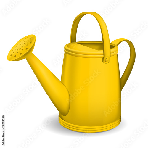 Yellow watering can. Isolated on white background. Vector.
