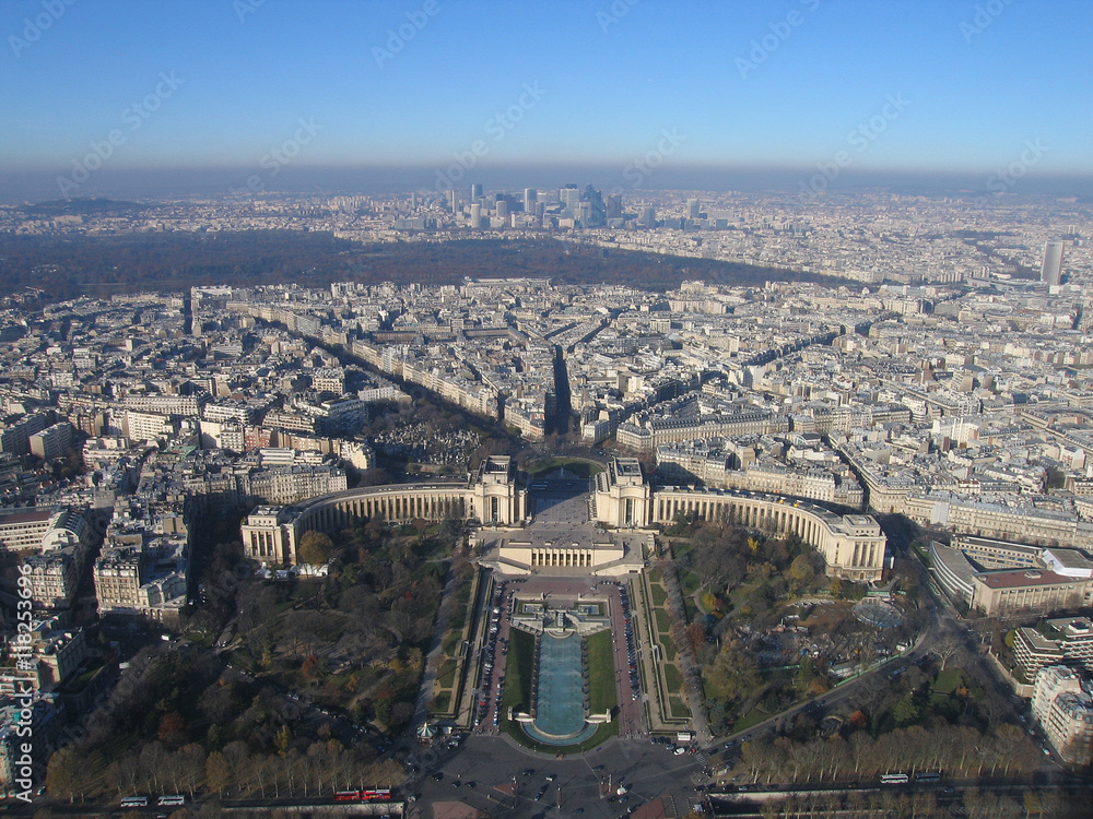 Aerial view from top of Eiffel tower