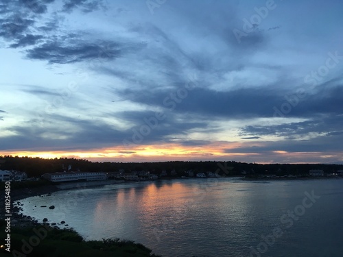 sunset sky over Maine ocean