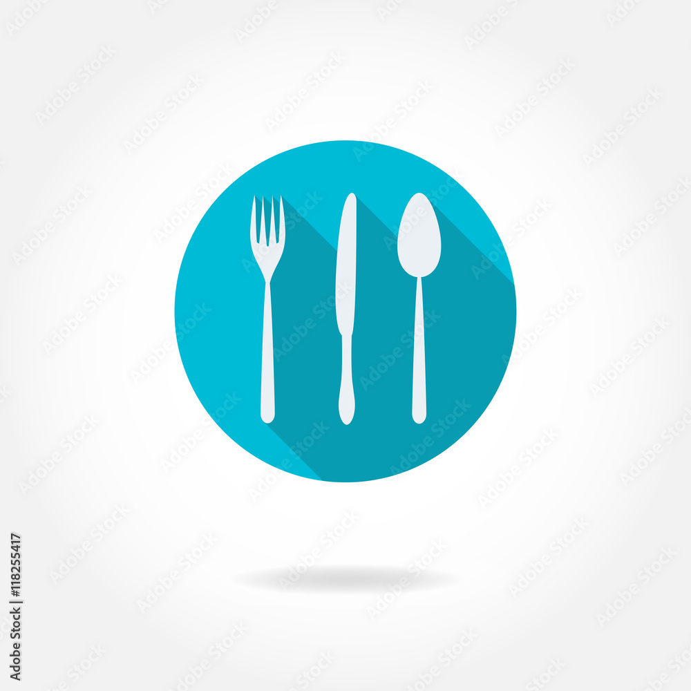 Kitchen tools icon with fork, knife, spoon in flat style. Vector illustration. Kitchen tools icon with fork, knife, spoon in flat style. Vector illustration.