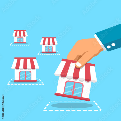 Hand with franchise business concept