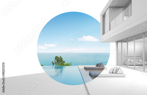 Architecture design of sea view modern house - 3D rendering © terng99