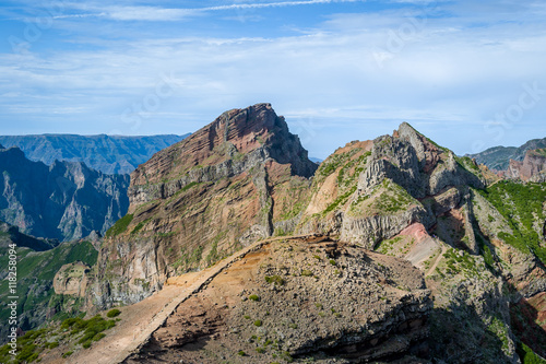 Hiking path in the mountains of Madeira island. © AlexanderNikiforov