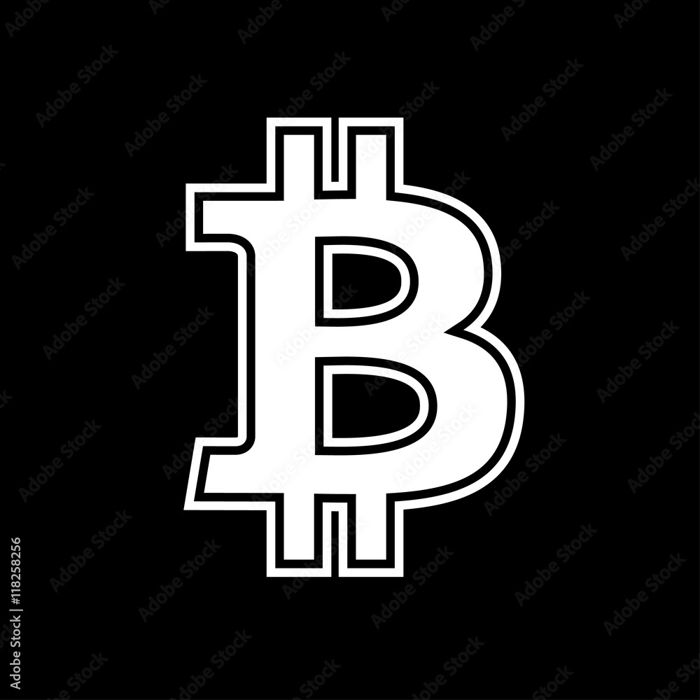 Bitcoin icon black and white vector illustration Bitcoin icon black and white vector illustration