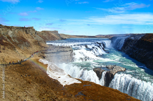 Gullfoss, waterfall located in the canyon of the hvita river river in southwest Iceland