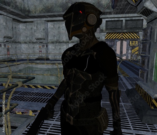 Fototapeta Naklejka Na Ścianę i Meble -  Science Fiction Alien Character 3d Rendering