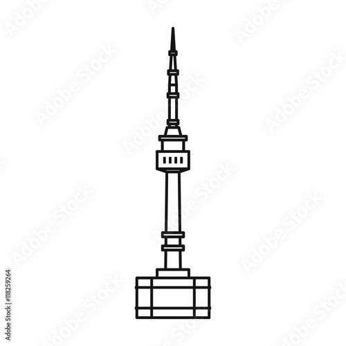 Fototapeta Namsan tower in Seoul icon in outline style isolated on white background vector