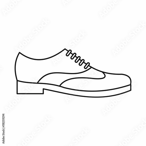 Men shoe with lace icon in outline style isolated on white background. Wear symbol vector illustration