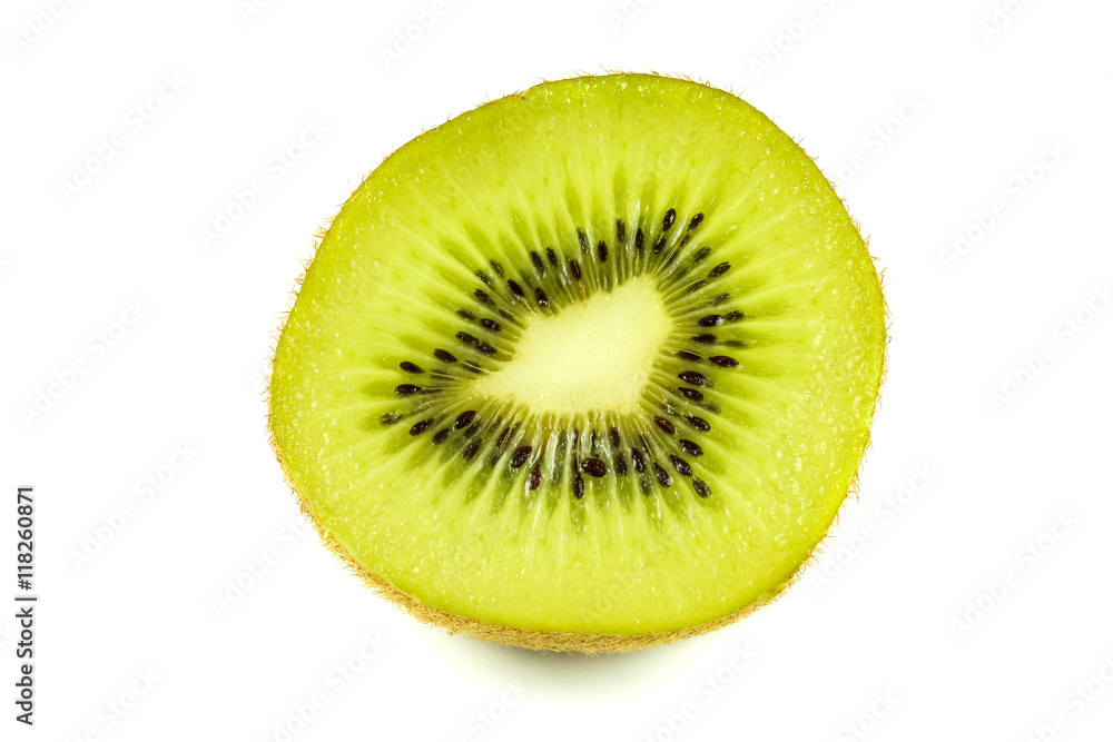 Close up macro kiwi fruit isolated on white background Close up macro kiwi fruit isolated on white background