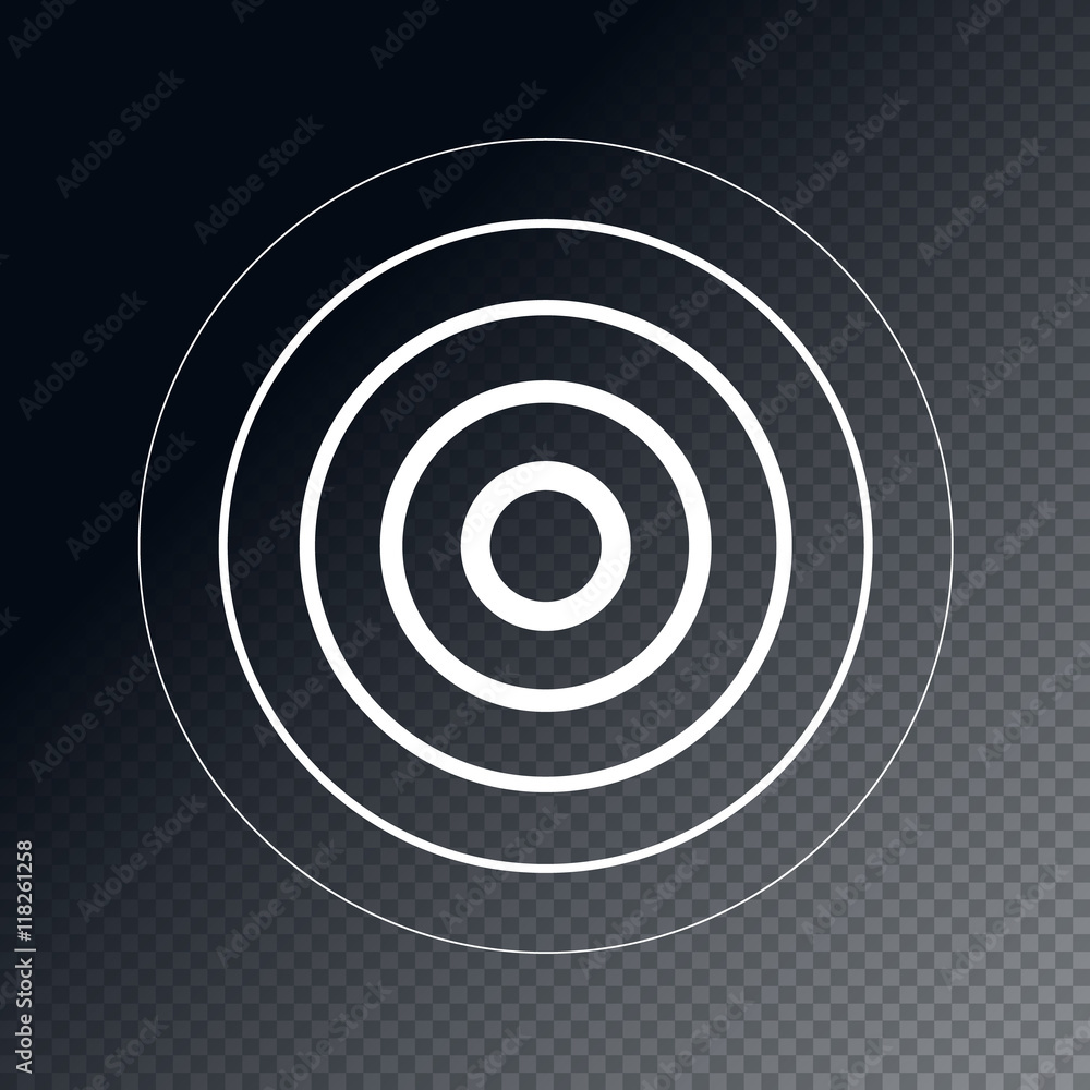 Radar screen concentric circle element. Sound wave. Circle spin target. Radio station signal. Radar screen concentric circle element. Sound wave. Circle spin target. Radio station signal.