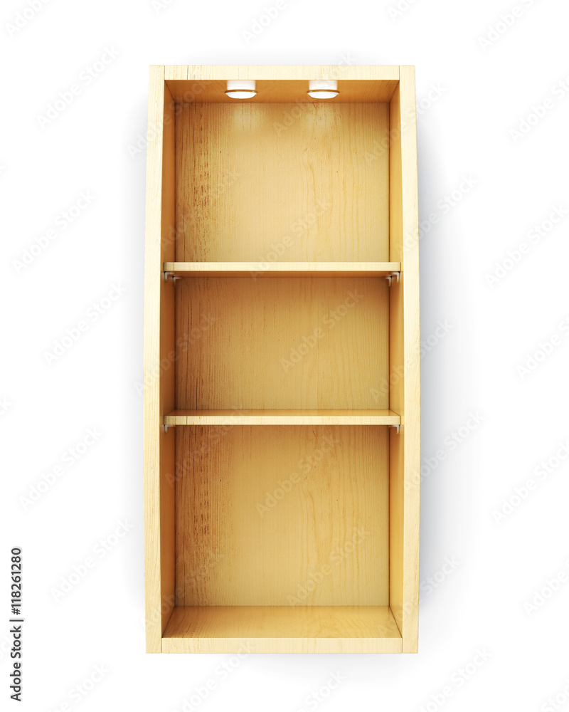 Bookcase with lighting isolated on white background. 3d renderin Bookcase with lighting isolated on white background. 3d renderin