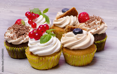 fresh cupcakes with fresh berries