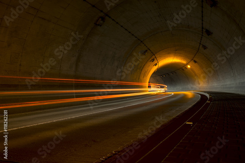Light painting in tunnel.