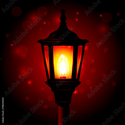 Street lamp - lantern on pole and blured background © gomixer