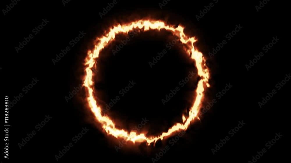 Circle of fire on black background in 4K ultra HD Circle of fire on black background in 4K ultra HD