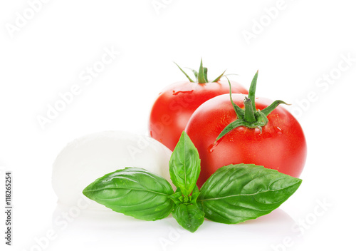 Mozzarella cheese, tomatoes and basil