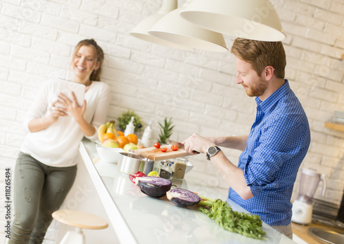 Couple cooking