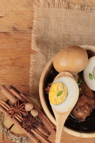 Fototapeta Naklejka Na Ścianę i Meble -  Stewed eggs with chicken chinese food delicious.