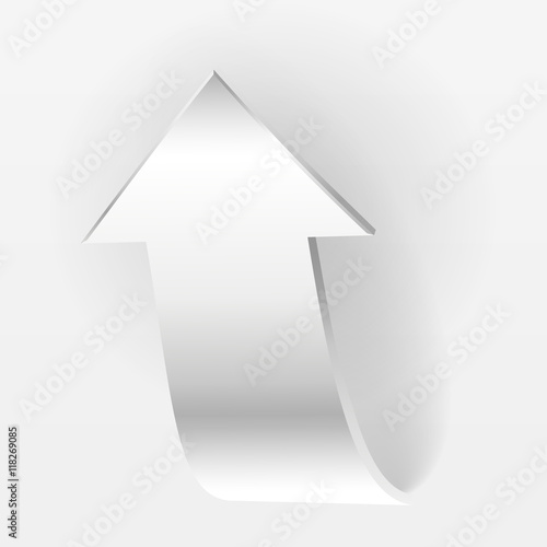 White arrow points backward and grey background