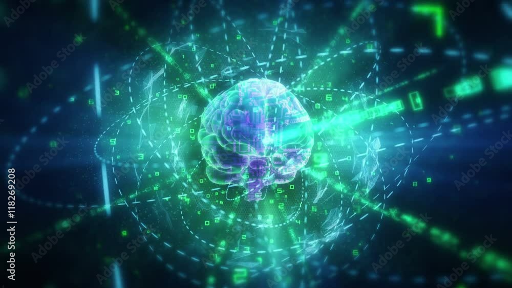 Metaphor of thinking - human brain in cyberspace (with files inside). Metaphor of thinking - human brain in cyberspace (with files inside).