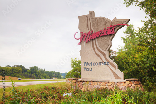 Obraz na płótnie Minnesota welcomes you sign w salonie