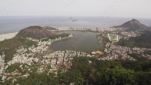 High level view of Lago de Rodrigo Freitas Lagoon with Horsetrack, Rio de Janeiro, Brazil photo