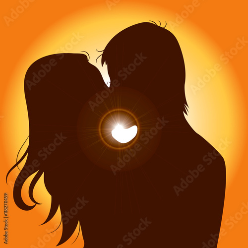 Sunset silhouette of young ...