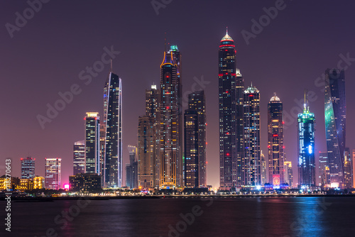 Night cityscape of Dubai city  UAE