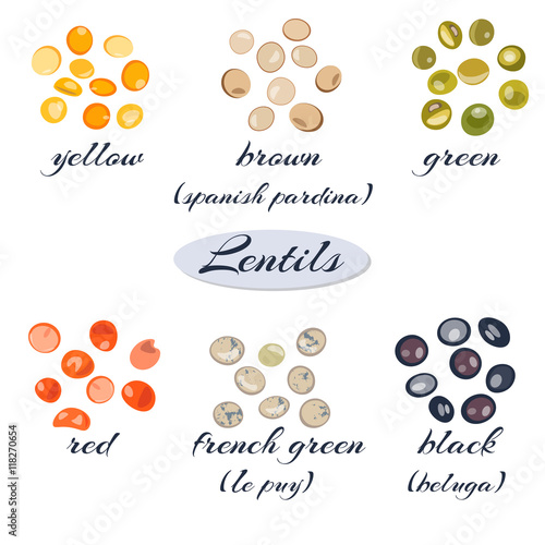 Various types of lentils
