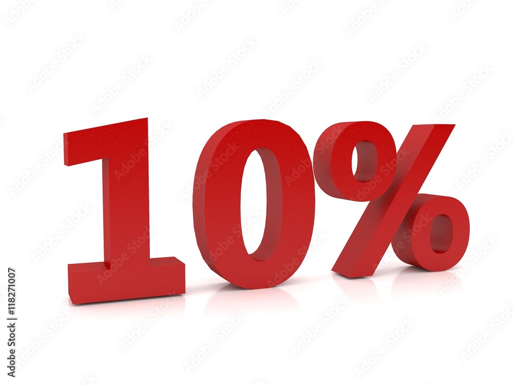 10 percent symbol,3D Rendering 10 percent symbol,3D Rendering