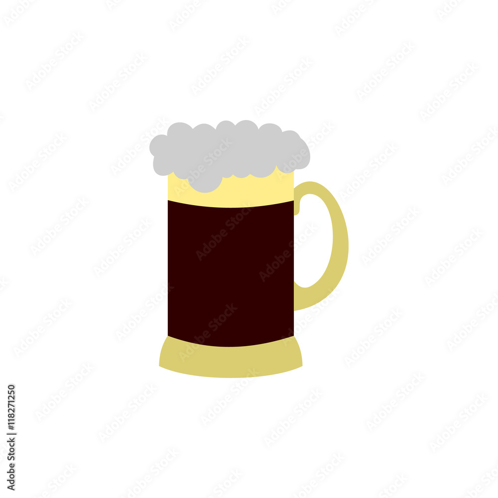 Mug of beer icon in flat style isolated on white background Mug of beer icon in flat style isolated on white background