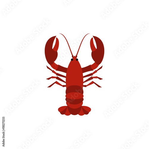 Boiled red crayfish icon in flat style isolated on white background