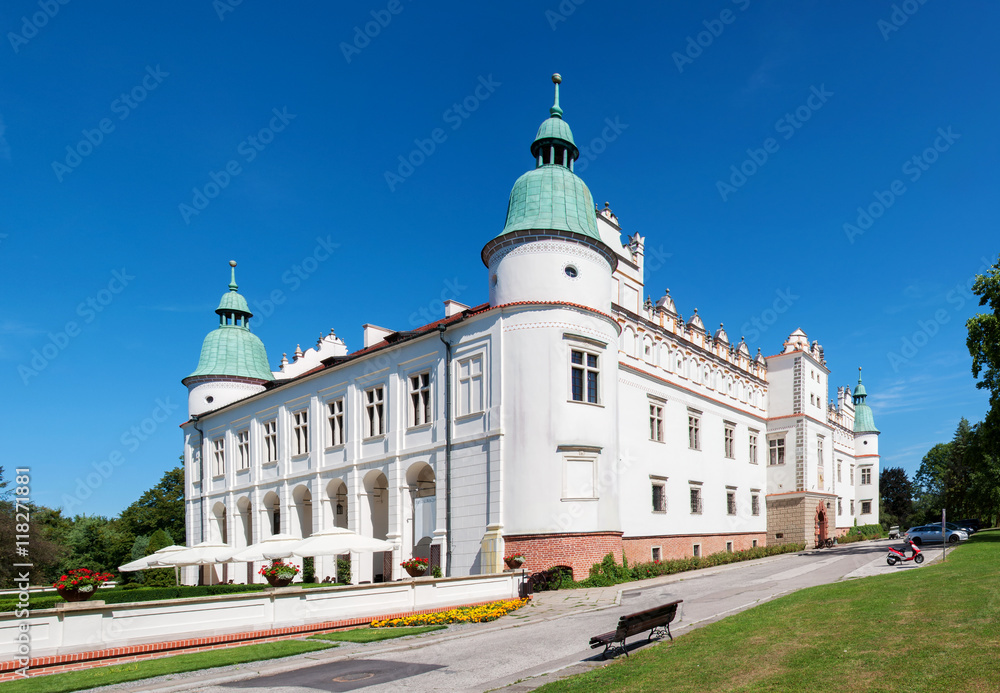 Renaissance castle, palace in Baranow Sandomierski in Poland, often called “little Wawel