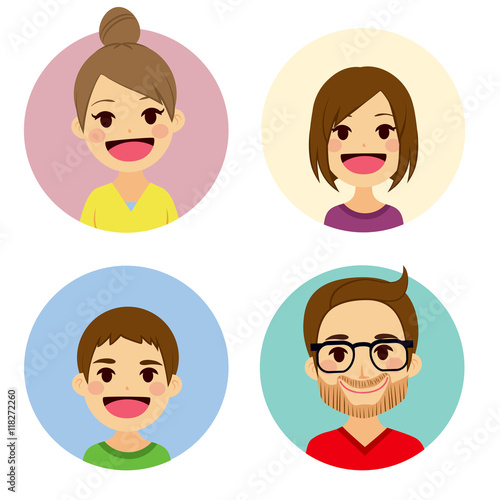 Happy family of four people...