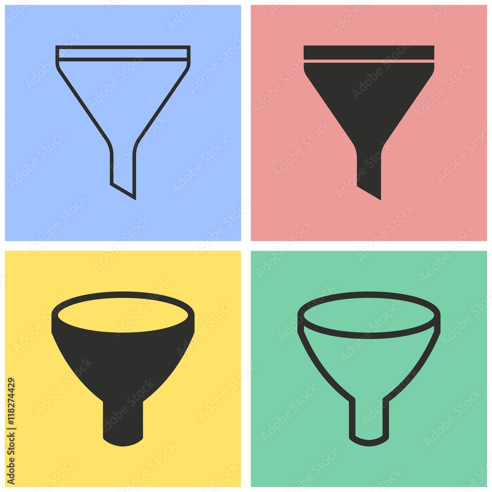 Funnel icon set. Funnel icon set.