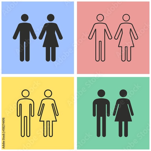 Man and Woman restroom icon set.