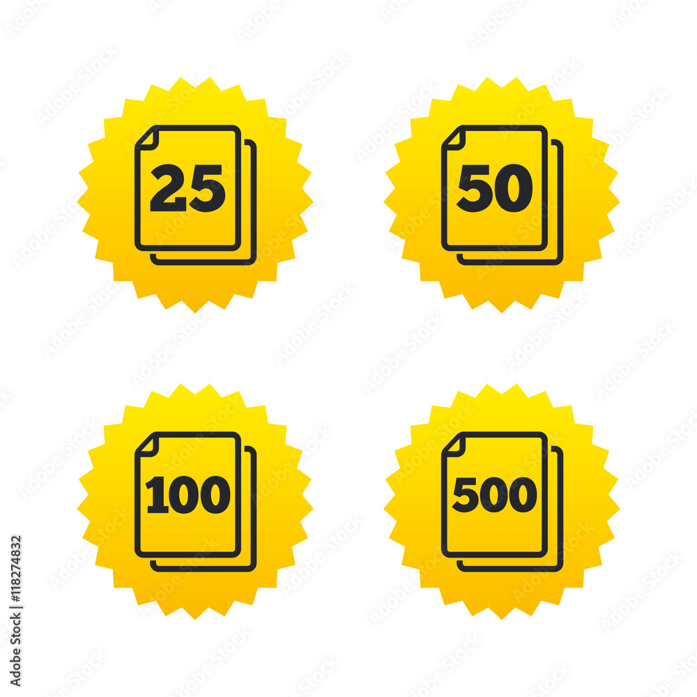 In pack sheets icons. Quantity per package.