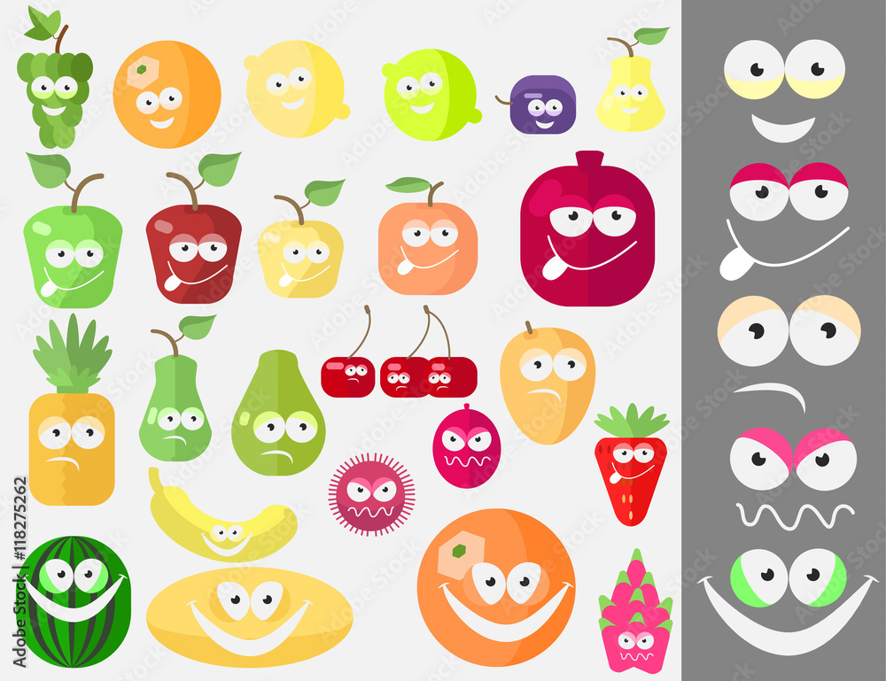 Fototapeta premium Fruit set with faces
