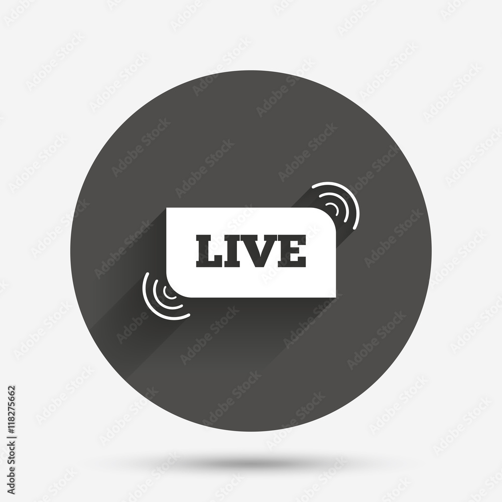 Live sign icon. On air stream symbol. Live sign icon. On air stream symbol.