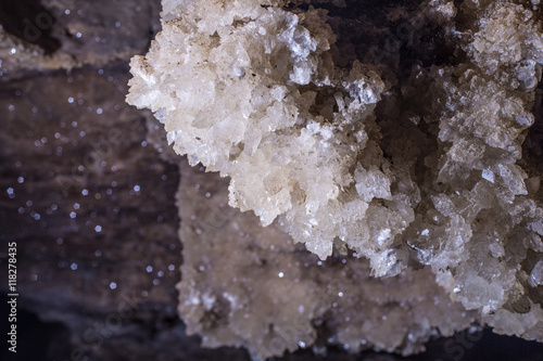 gypsum crystals in the Mlynky cave, Ukraine photo