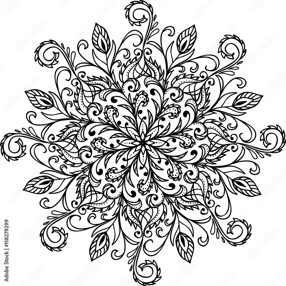 Fototapeta premium Vector Beautiful Handdrawn Mandala, Patterned Design Element
