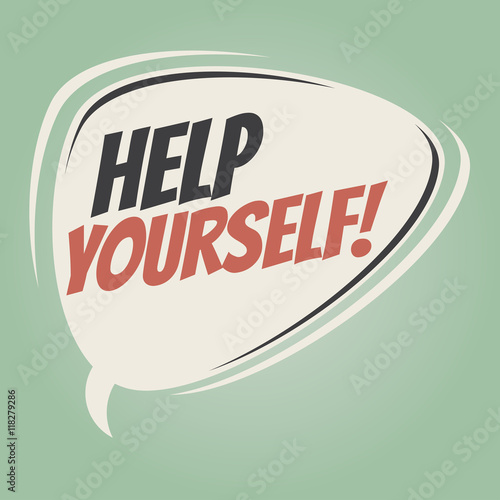 help yourself retro cartoon balloon