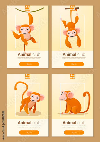 Animal banner with Monkeys for web design ,vector, illustration