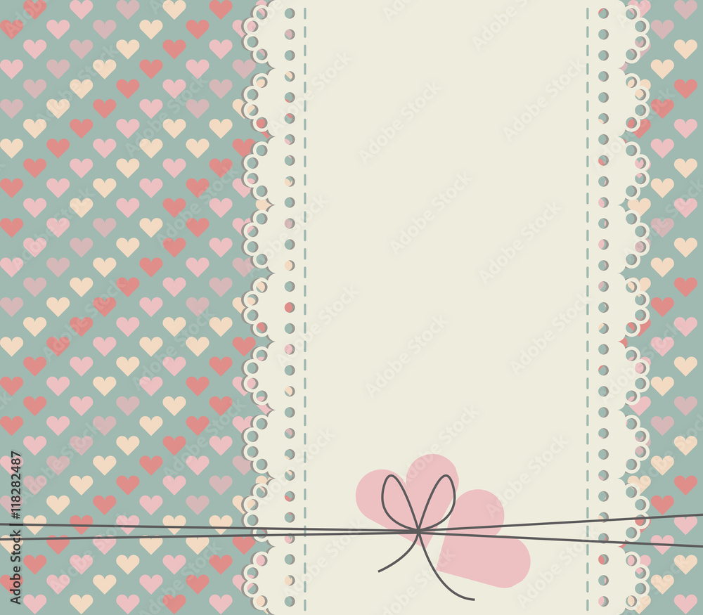 Stylish lace frame isolated on cute background with colorful hea
