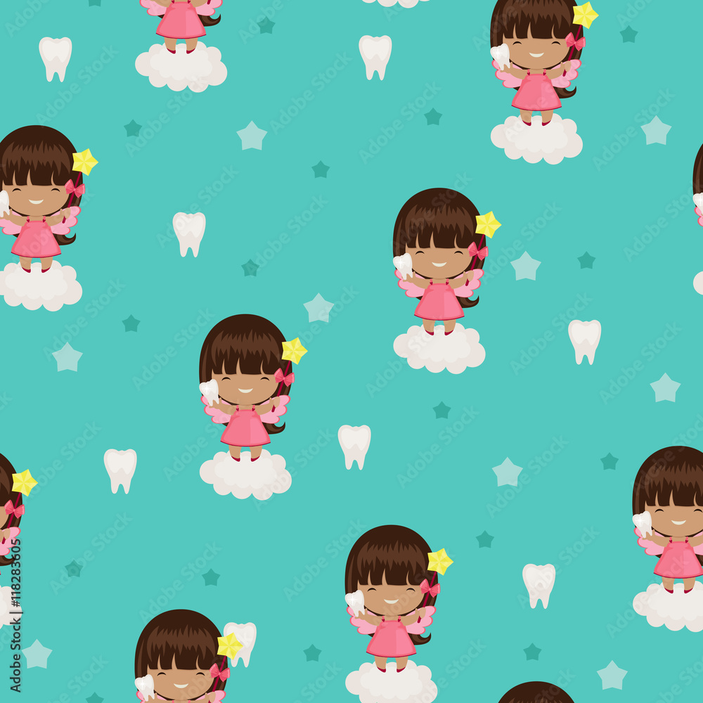 Tooth fairy blue seamless wallpaper Tooth fairy blue seamless wallpaper