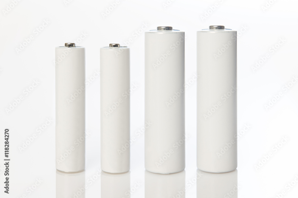 white aa and aaa batteries on white background white aa and aaa batteries on white background