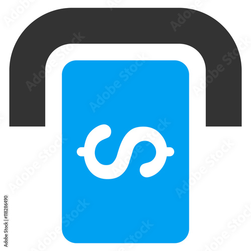 Cashpoint Terminal icon. Vector style is bicolor flat iconic symbol with rounded angles, blue and gray colors, white background.